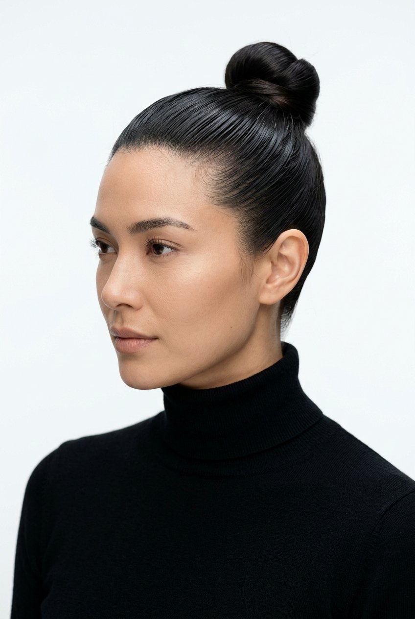 Slick Back High Bun - 20 easy meeting hairstyle for women - 20 easy meeting hairstyle for women