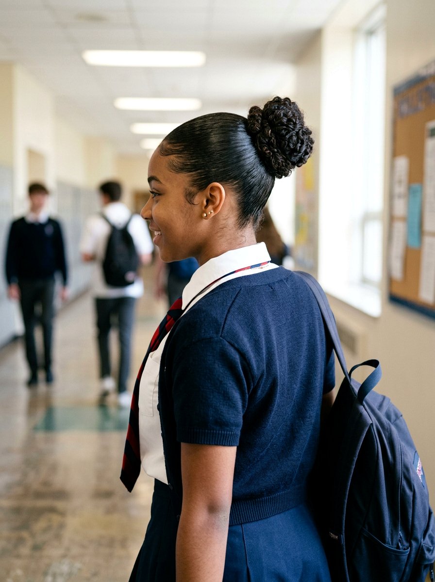 Slick Back Knot Bun For Natural Hair - 20 school slick back bun hairstyle - 20 school slick back bun hairstyle