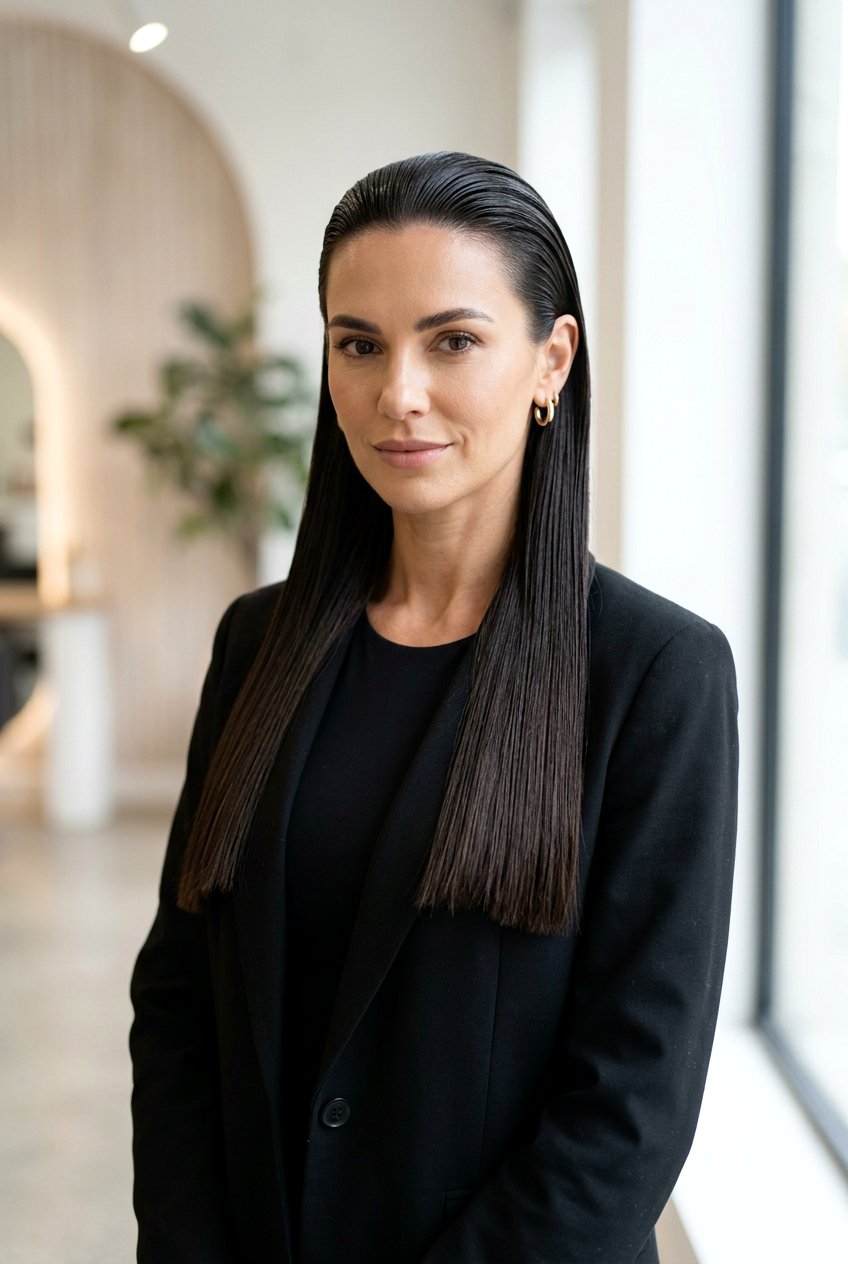 Slick Back Long Blunt Cut - 20 blunt cut long hair - 20 blunt cut long hair