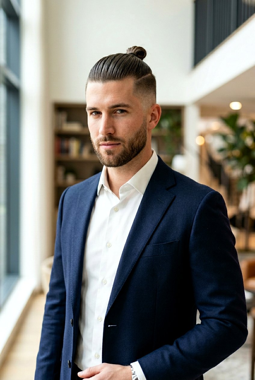 Slick Back Man Bun Fade - 20 man bun with fade haircut - 20 man bun with fade haircut