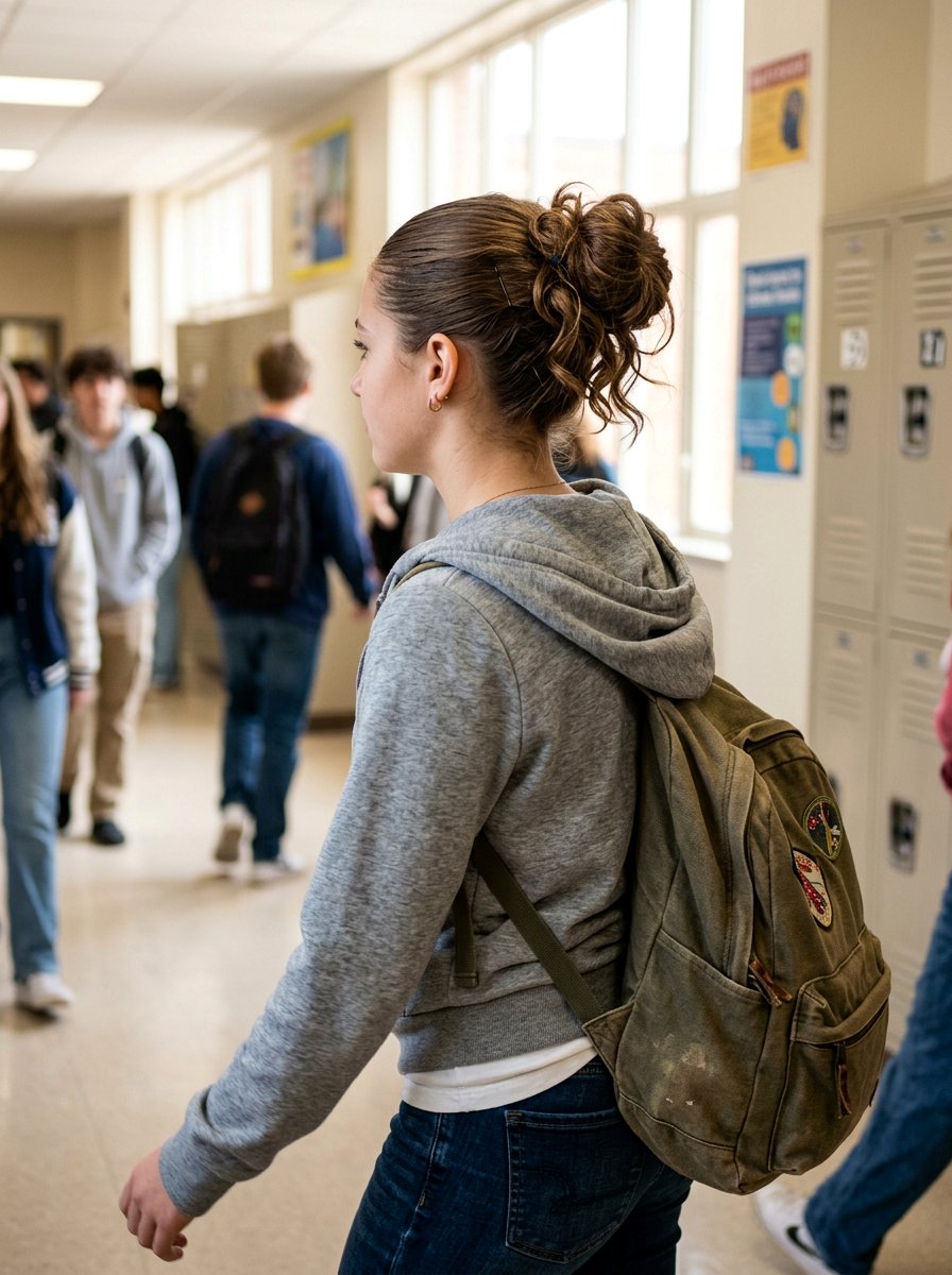 Slick Back Messy Bun For Casual School Days - 20 school slick back bun hairstyle - 20 school slick back bun hairstyle