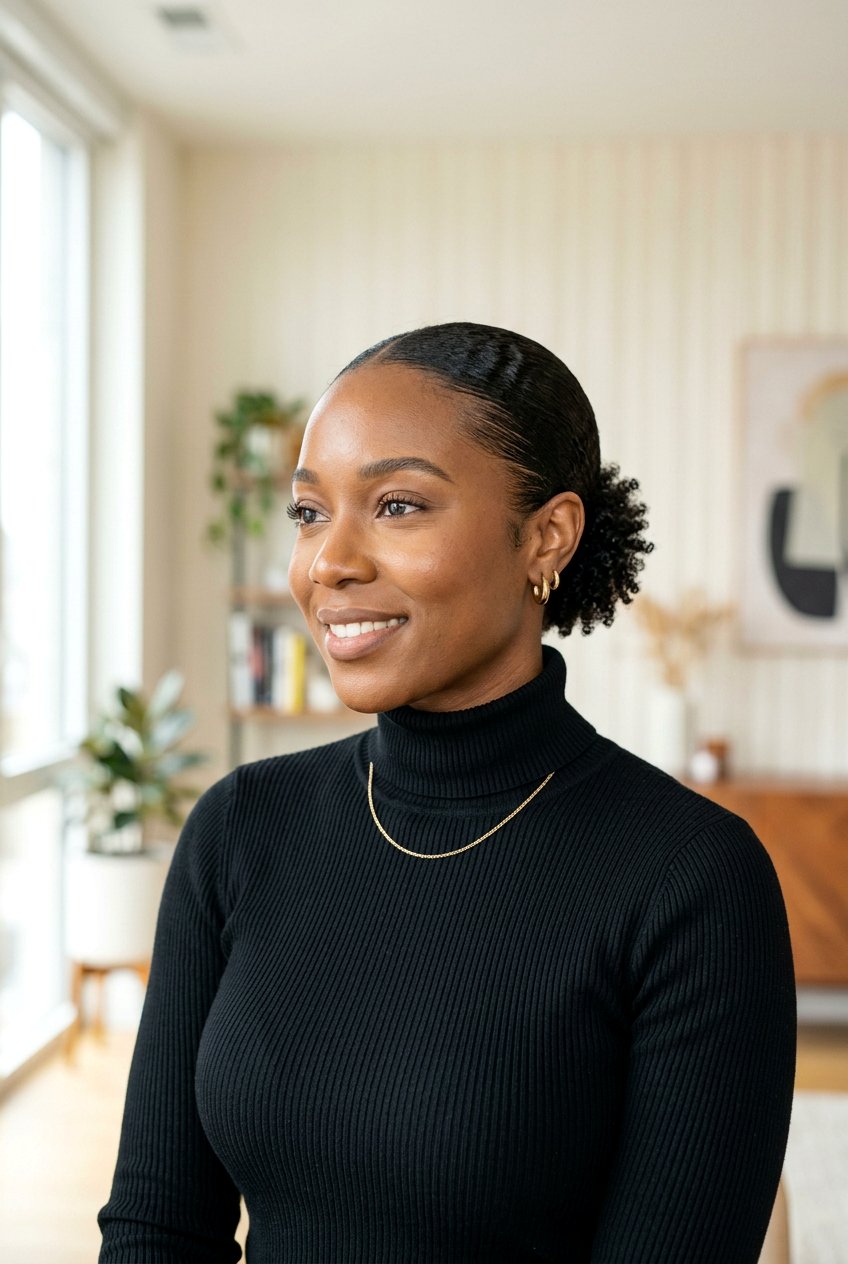 Slick Back Micro Puff - 20 sleek puff hairstyle for natural hair - 20 sleek puff hairstyle for natural hair