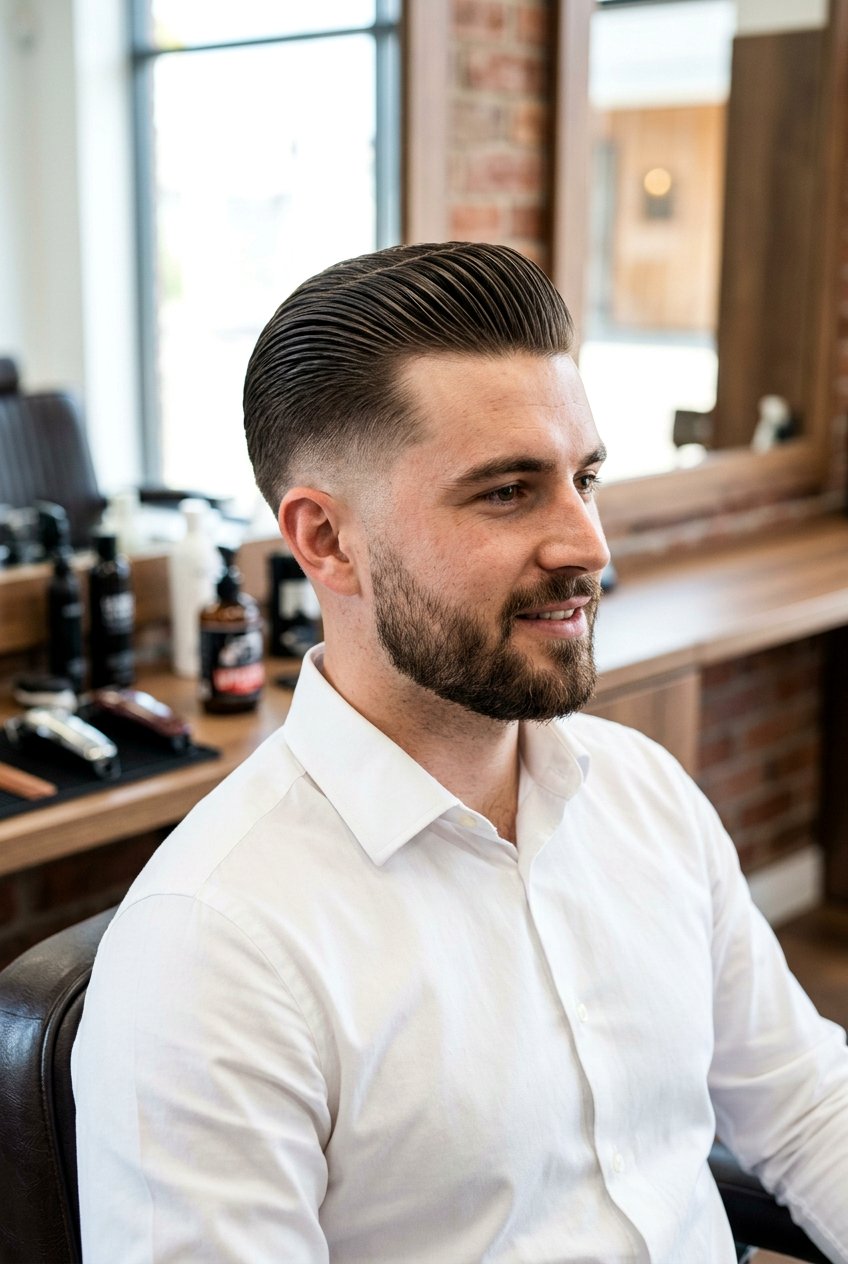 Slick Back Mid Fade - 20 long top short sides haircut men - 20 long top short sides haircut men