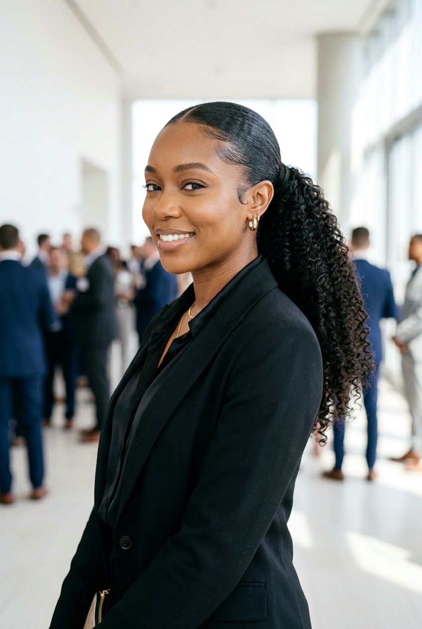 Slick Back Natural Ponytail For Work - 20 natural hairstyles for work - 20 natural hairstyles for work