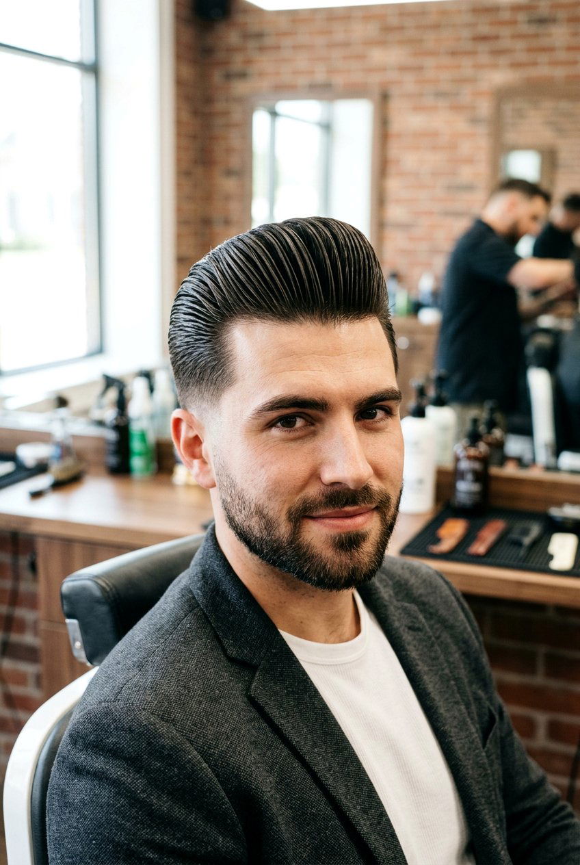 Slick Back Pompadour - 20 pompadour haircut for men - 20 pompadour haircut for men