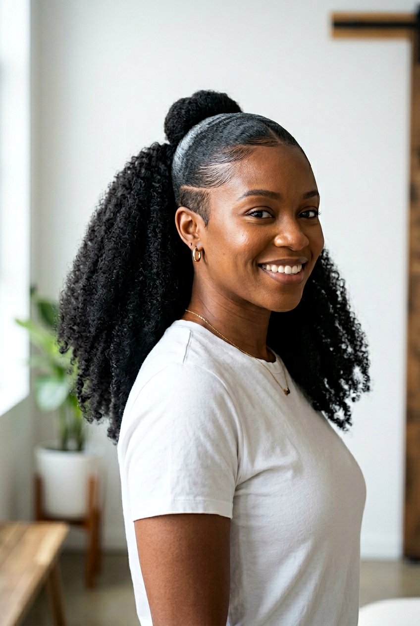 Slick Back Ponytail On Short 4C Natural Hair - 20 slick back ponytail for natural hair - 20 slick back ponytail for natural hair