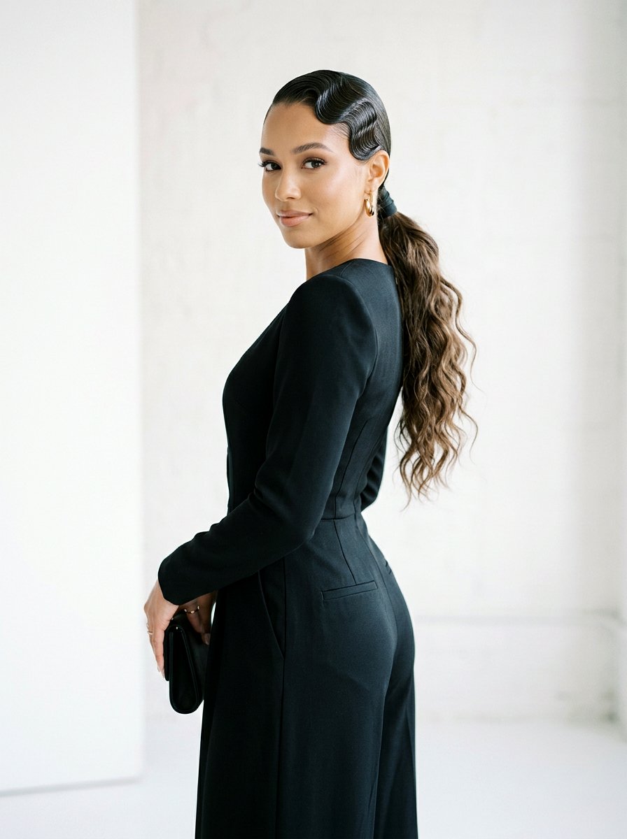 Slick Back Ponytail With Finger Waves - 20 red carpet ponytail with waves - 20 red carpet ponytail with waves