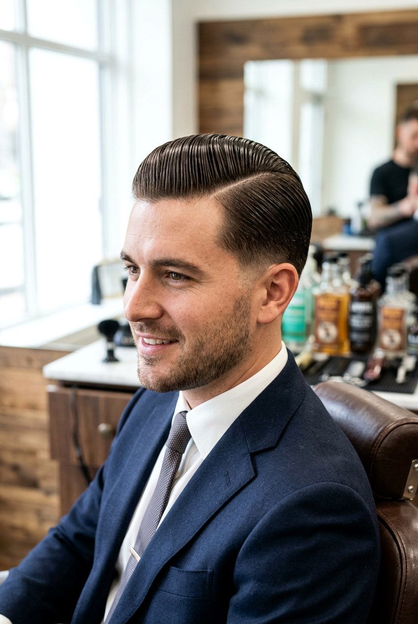 Slick Back Side Part - 20 side part haircut for men - 20 side part haircut for men