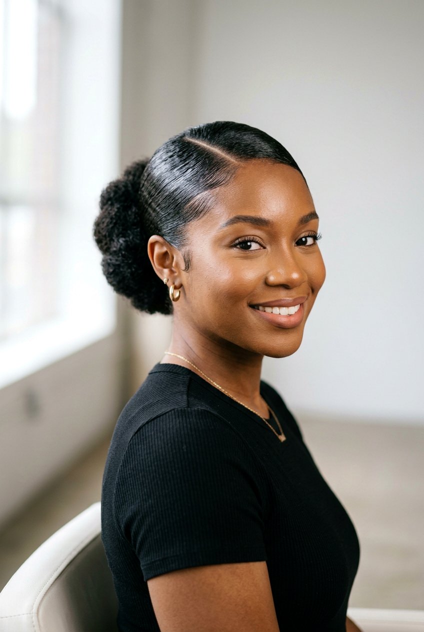 Slick Back Side Part Puff - 20 natural hair side part puff - 20 natural hair side part puff