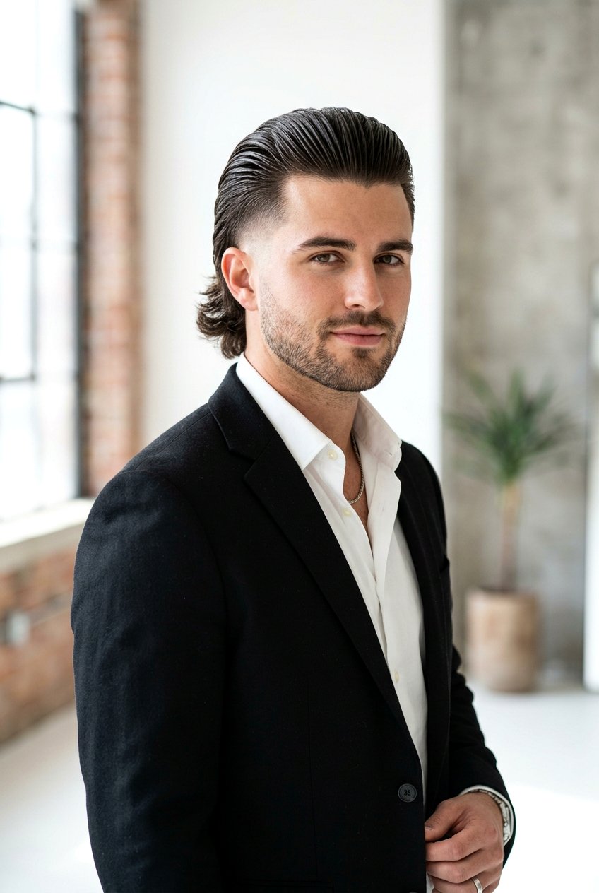 Slick Back Taper Mullet - 20 taper mullet for thick hair men - 20 taper mullet for thick hair men