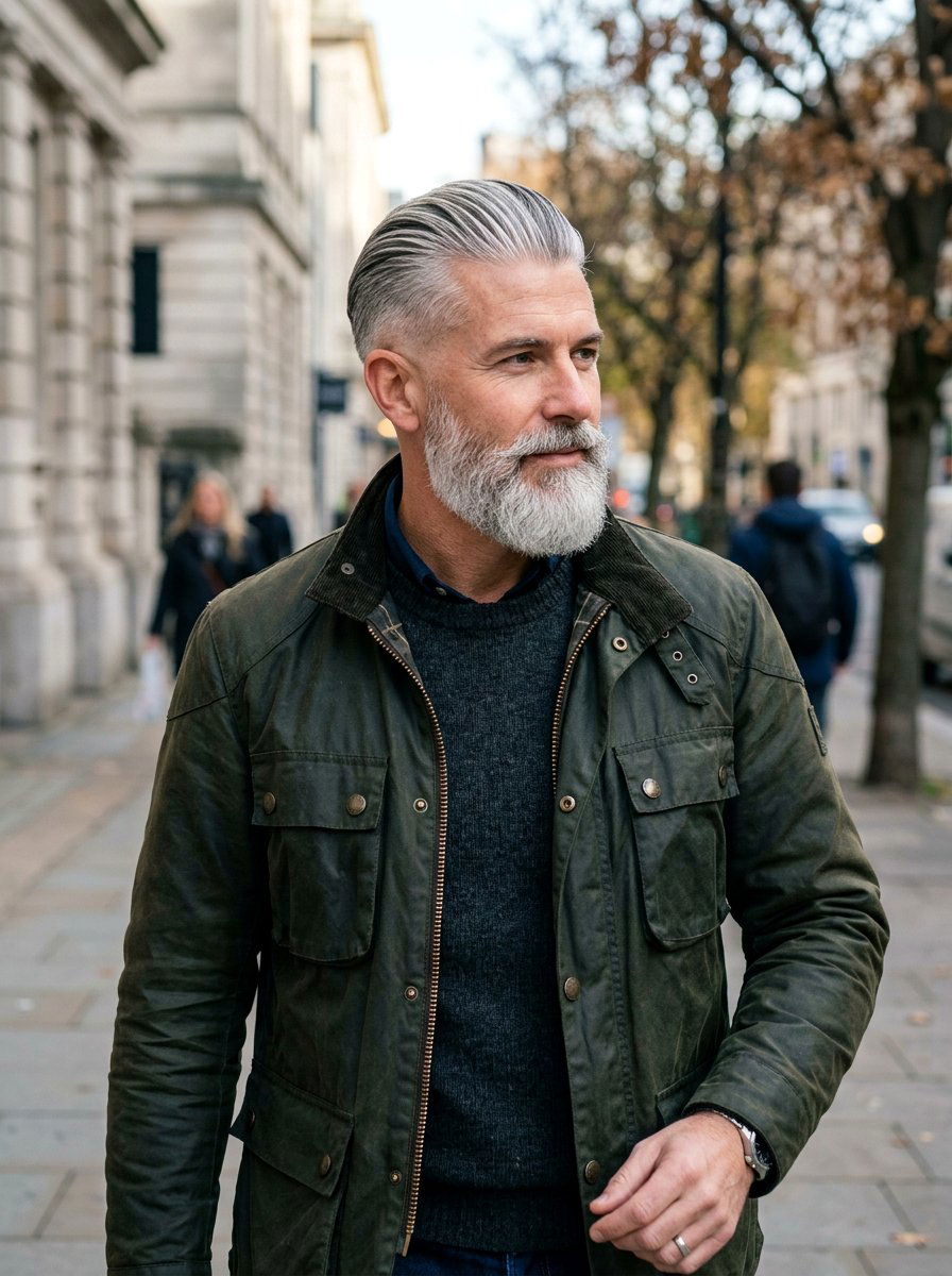 Slick Back Taper Silver Hair - 20 salt and pepper taper haircut men - 20 salt and pepper taper haircut men