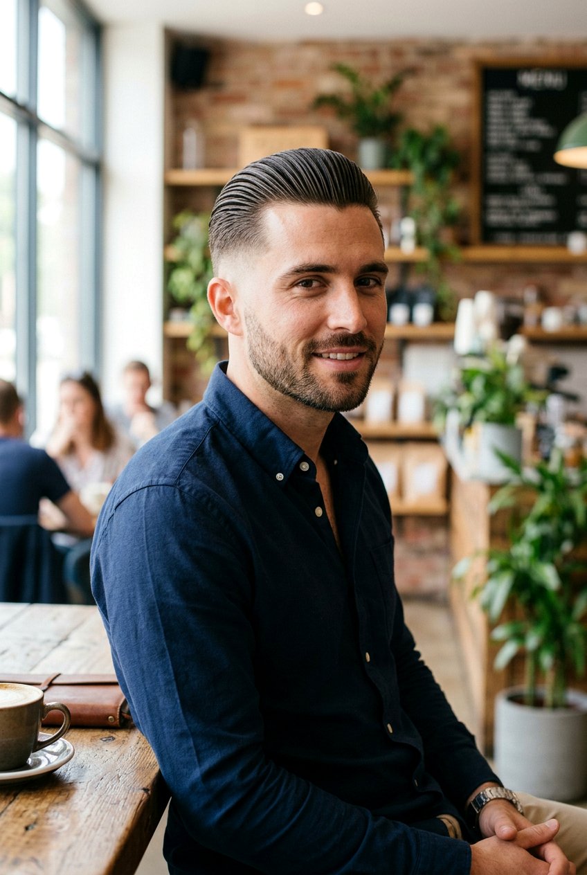 Slick Back with Fade - 20 haircuts for cowlick in front - 20 haircuts for cowlick in front