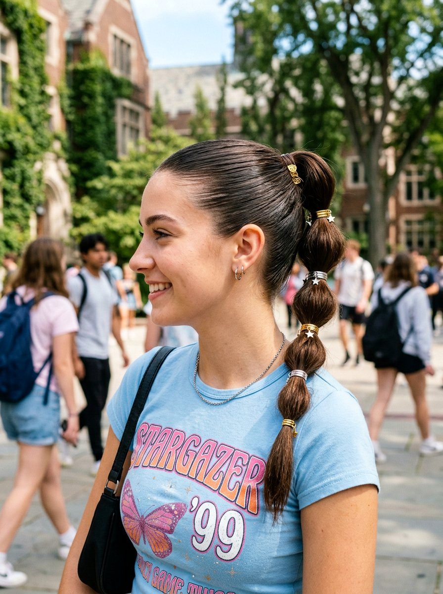 Slick Bubble Ponytail With Accessories - 20 college girls slick ponytail hairstyle - 20 college girls slick ponytail hairstyle