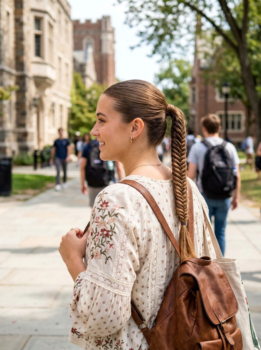 Slick Fishtail Ponytail For College - 20 college girls slick ponytail hairstyle - 20 college girls slick ponytail hairstyle