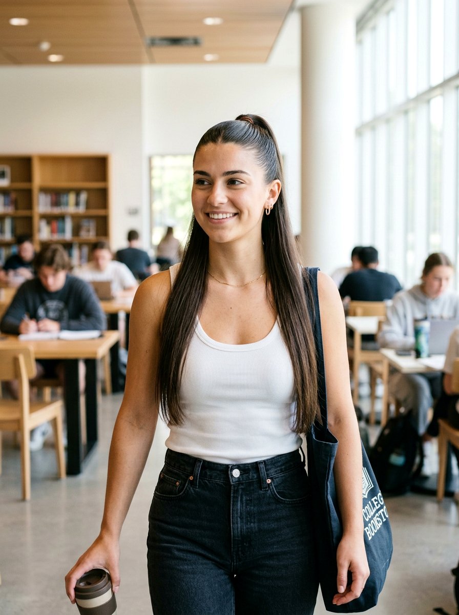 Slick Half Up Half Down Ponytail - 20 college girls slick ponytail hairstyle - 20 college girls slick ponytail hairstyle