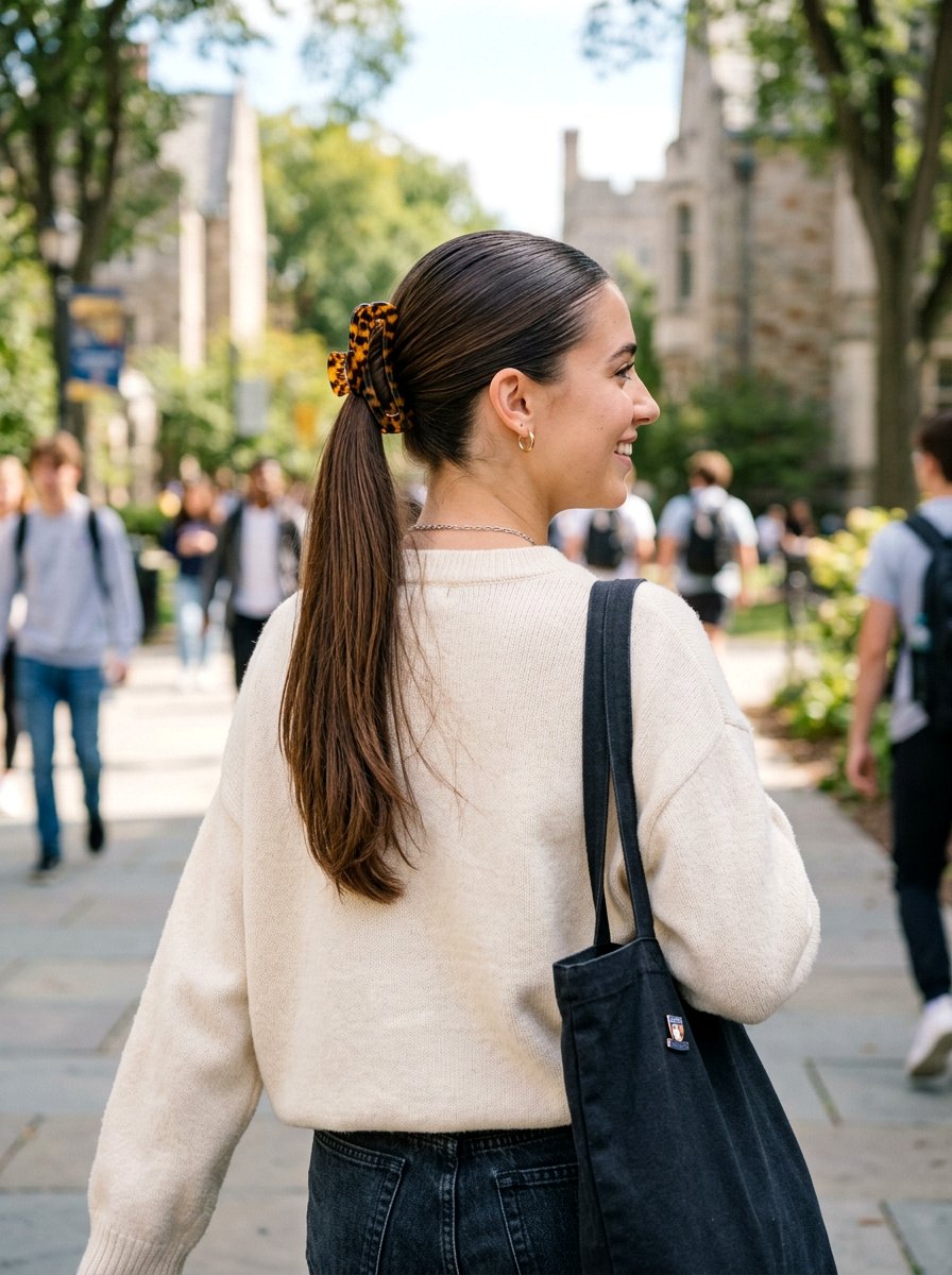 Slick Ponytail With Claw Clip Accent - 20 college girls slick ponytail hairstyle - 20 college girls slick ponytail hairstyle
