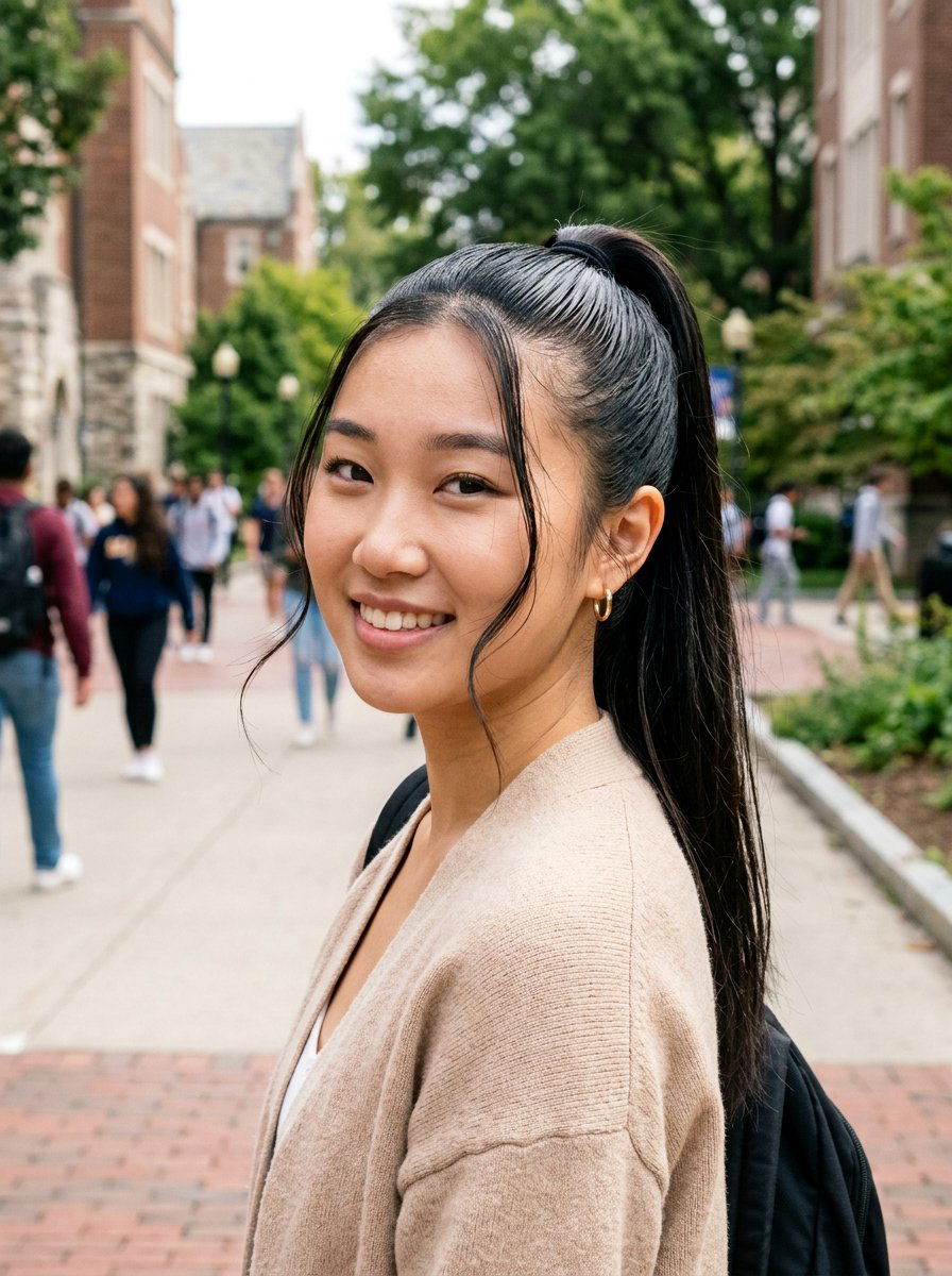 Slick Ponytail With Face Framing Pieces - 20 college girls slick ponytail hairstyle - 20 college girls slick ponytail hairstyle