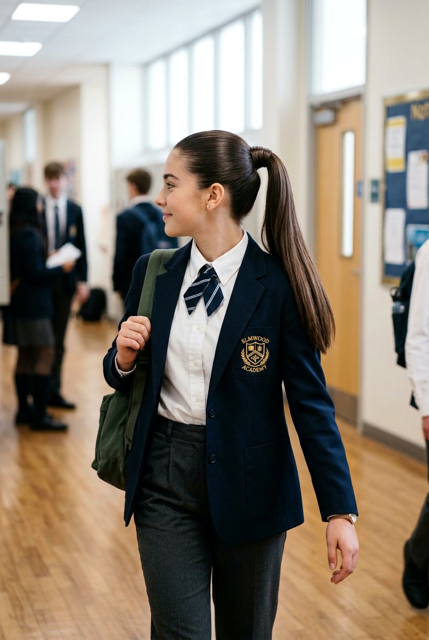 Slick Ponytail With Hair Wrap - 20 school hairstyle with slick ponytail - 20 school hairstyle with slick ponytail