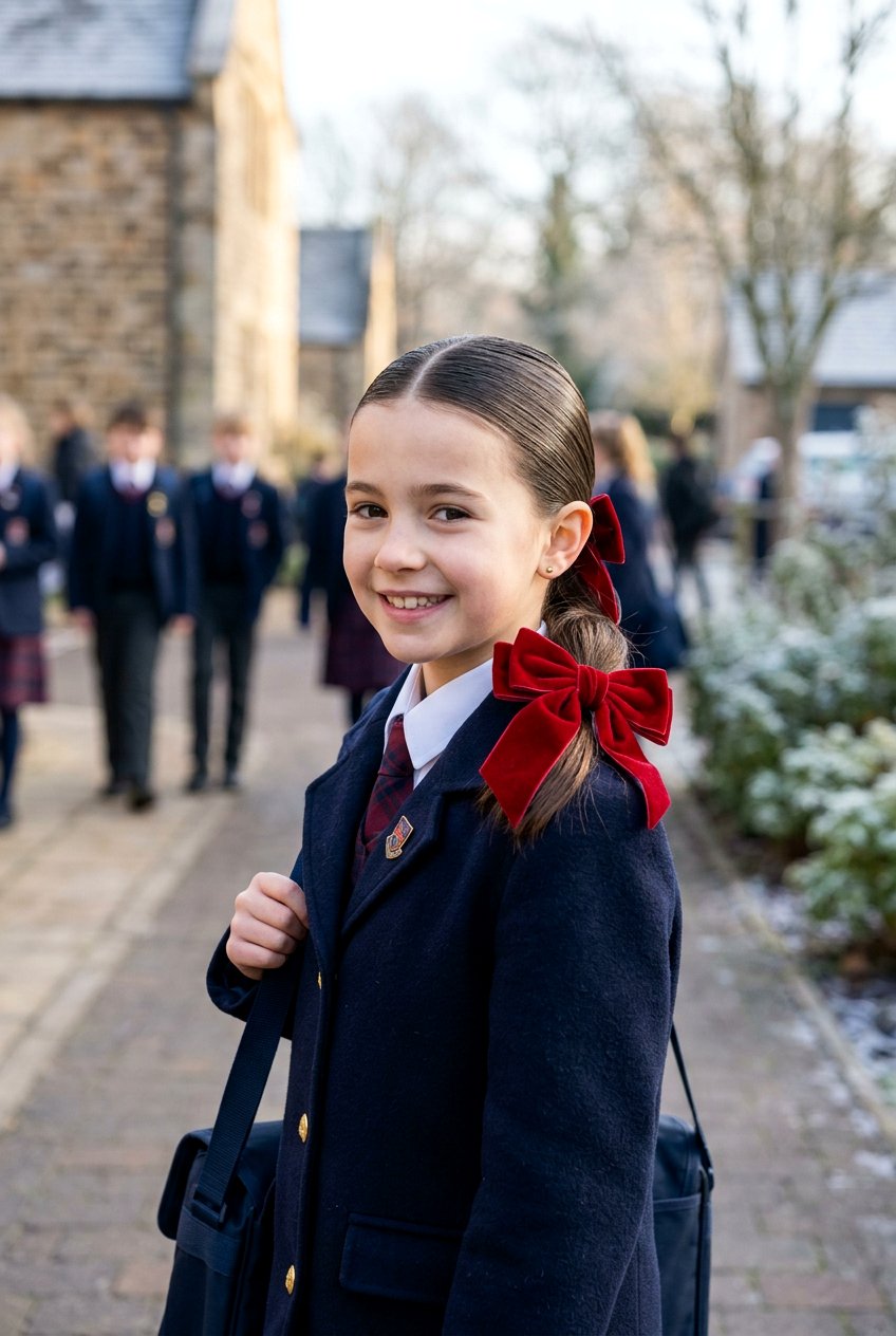 Slick Ponytail With Ribbon - 20 school hairstyle with slick ponytail - 20 school hairstyle with slick ponytail
