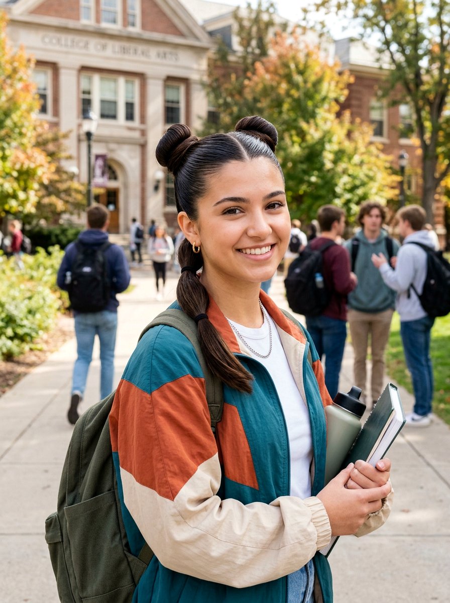 Slick Space Buns With Low Ponytail - 20 college girls slick ponytail hairstyle - 20 college girls slick ponytail hairstyle