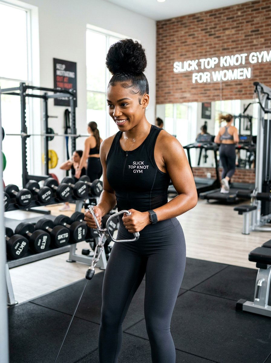 Slick Top Knot Gym - 20 gym hairstyle with slick bun - 20 gym hairstyle with slick bun