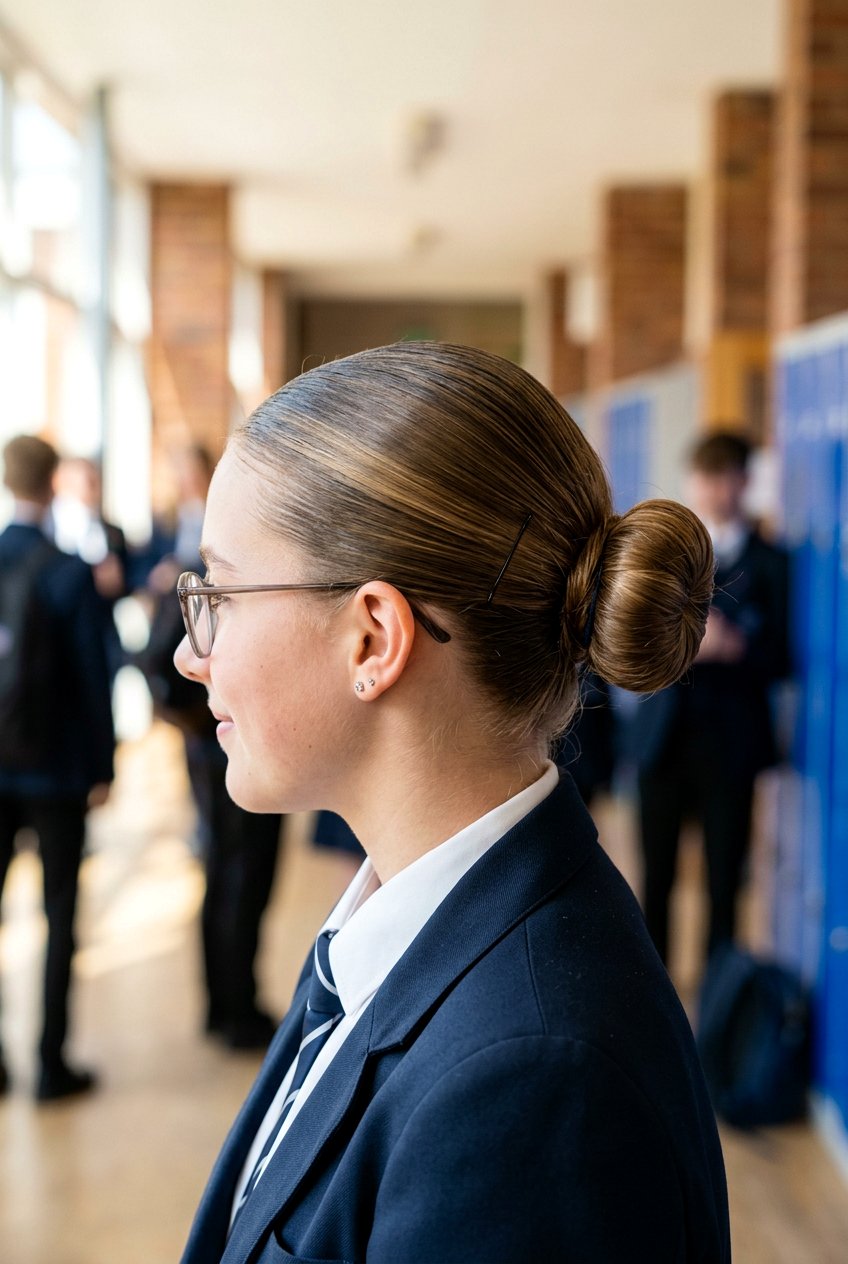 Slick back bun for school - 20 hairstyles for teenage girls - 20 hairstyles for teenage girls