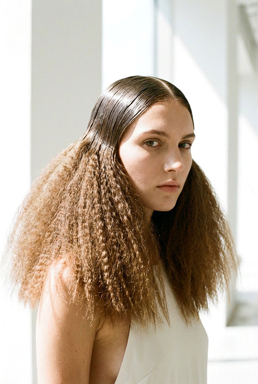 Slick back crimped hair - 20 crimped hairstyles - 20 crimped hairstyles