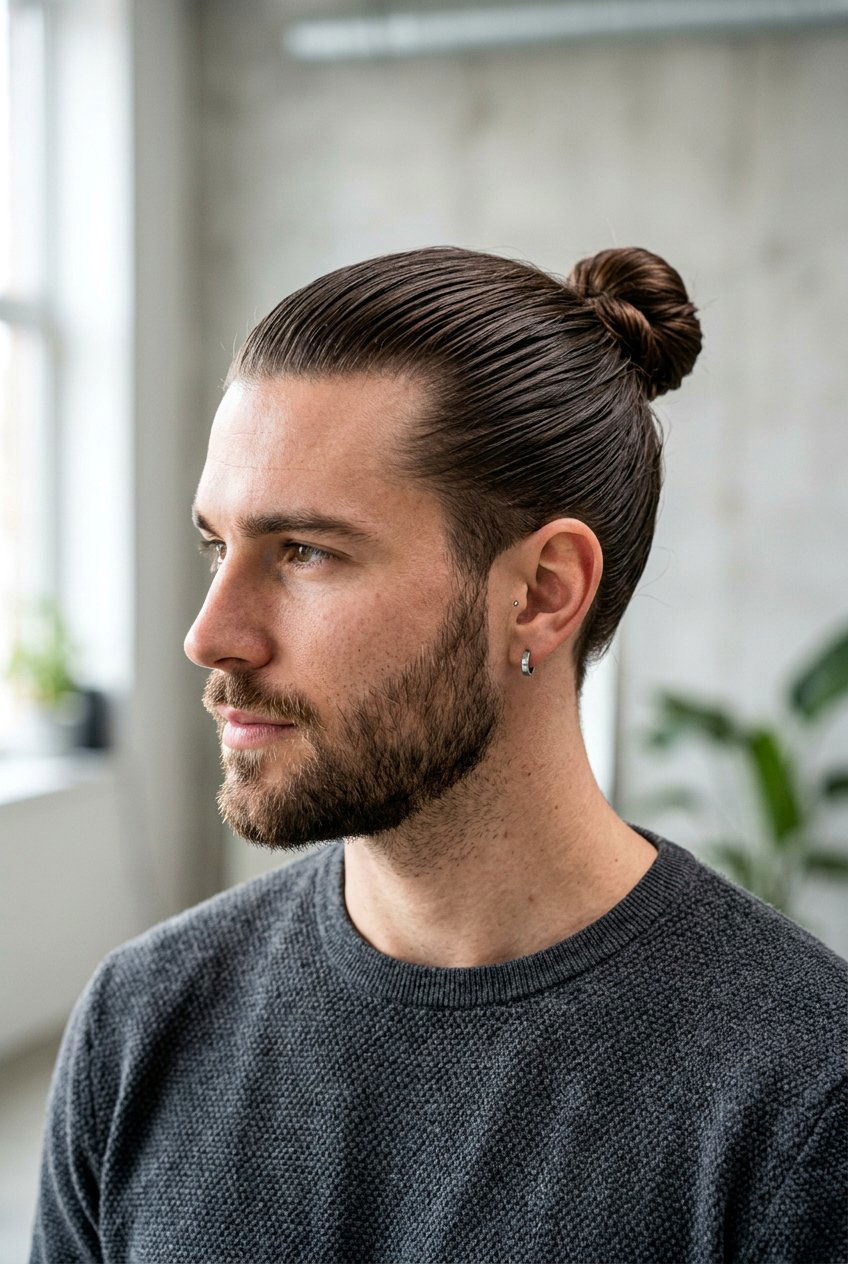Slick back man bun - 20 slick back haircut for men - 20 slick back haircut for men