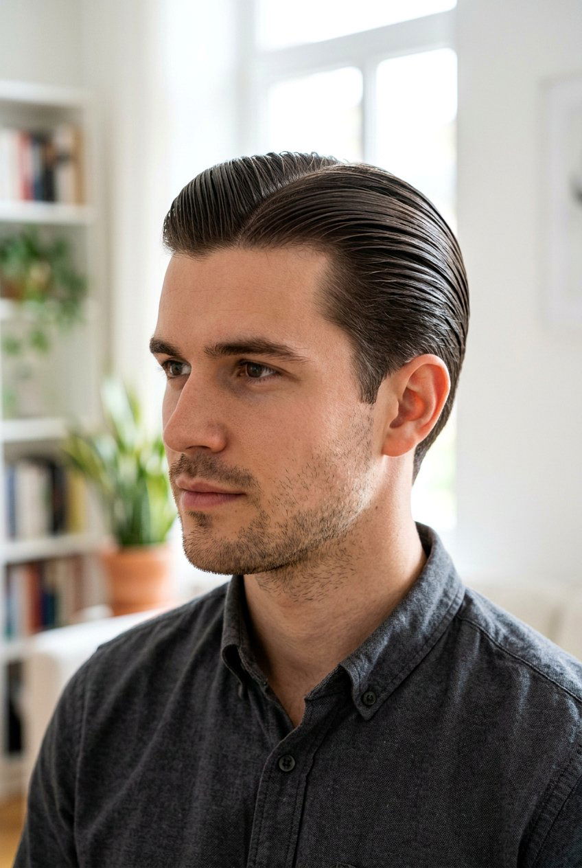 Slick back middle part - 20 middle part haircut men - 20 middle part haircut men