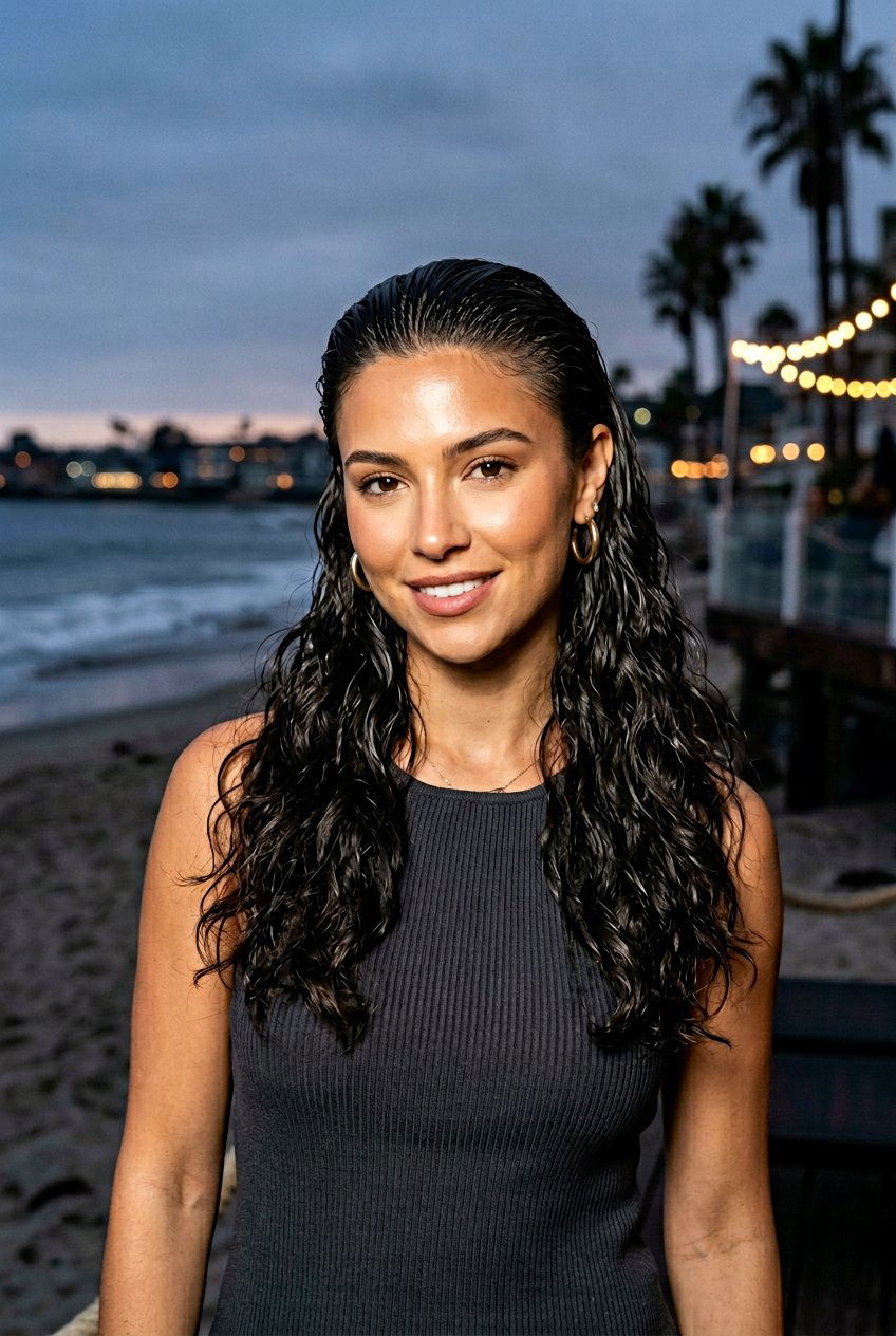 Slicked Back Beach Waves - 20 beach hairstyle with saltwater waves - 20 beach hairstyle with saltwater waves