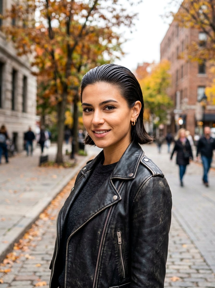 Slicked Back Bob - 20 easy bob styling ideas for women - 20 easy bob styling ideas for women