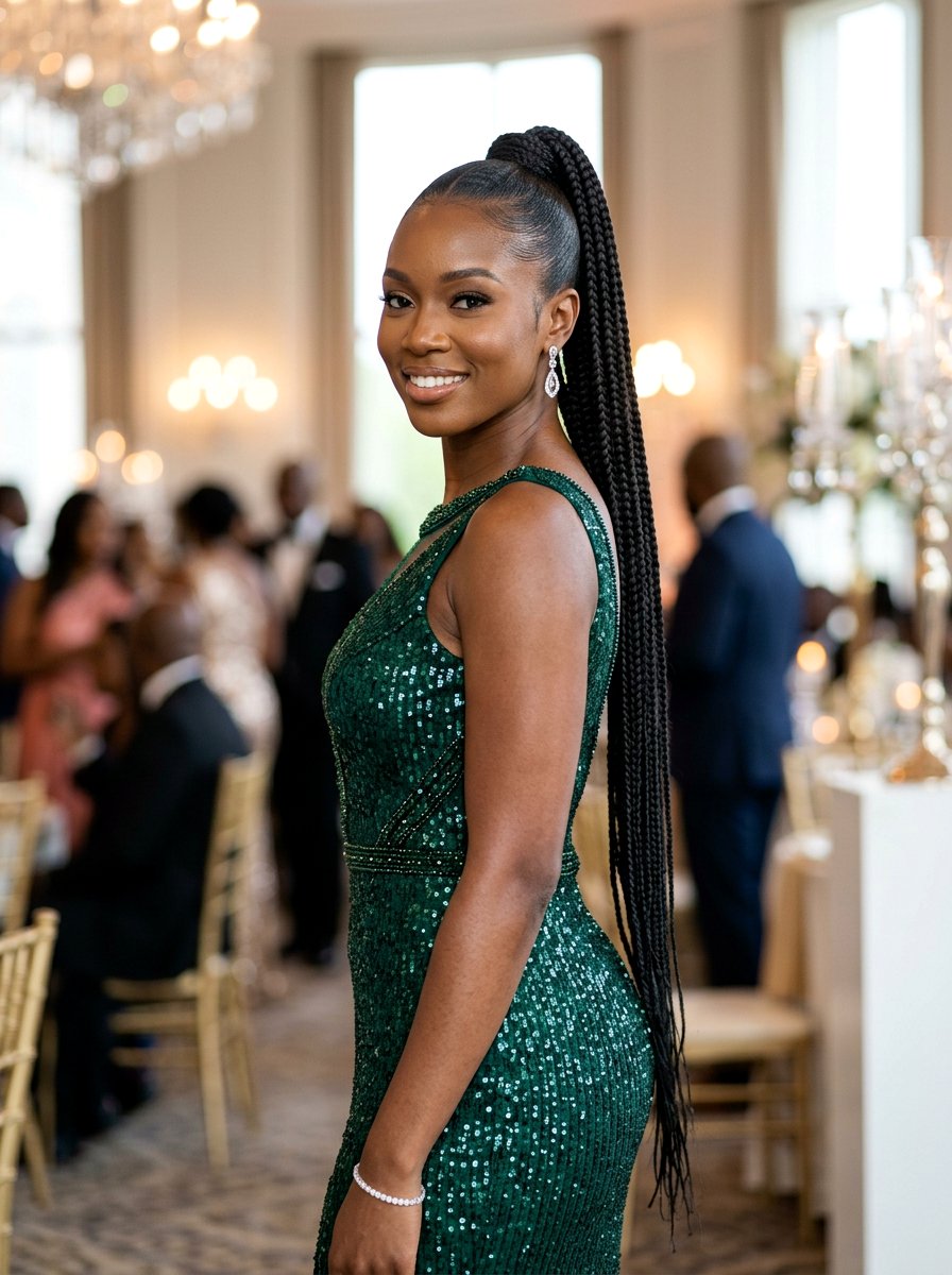 Slicked Back Braided Extension Ponytail - 20 slicked back braid ponytail - 20 slicked back braid ponytail