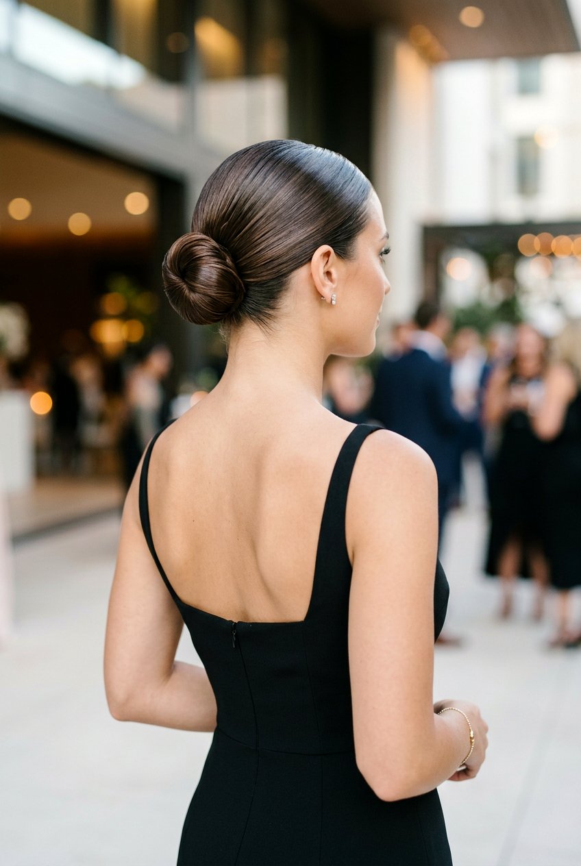 Slicked Back Bun - 20 easy vacation updo for women - 20 easy vacation updo for women