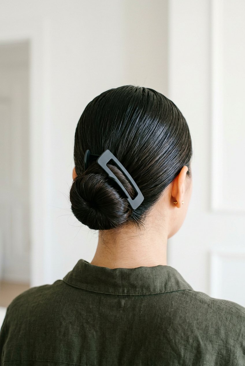Slicked Back Bun - 20 windy day claw clip hairstyle - 20 windy day claw clip hairstyle