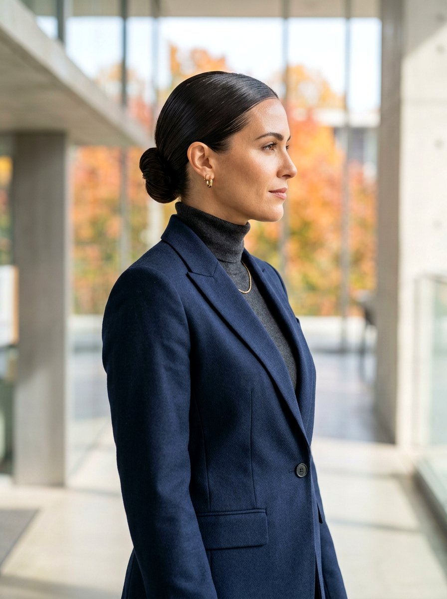 Slicked Back Bun - 20 quick hairstyle for office commute - 20 quick hairstyle for office commute