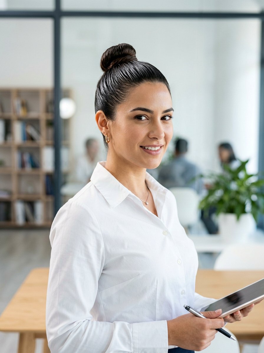 Slicked Back Bun For Office - 20 office hairstyle for rainy days - 20 office hairstyle for rainy days