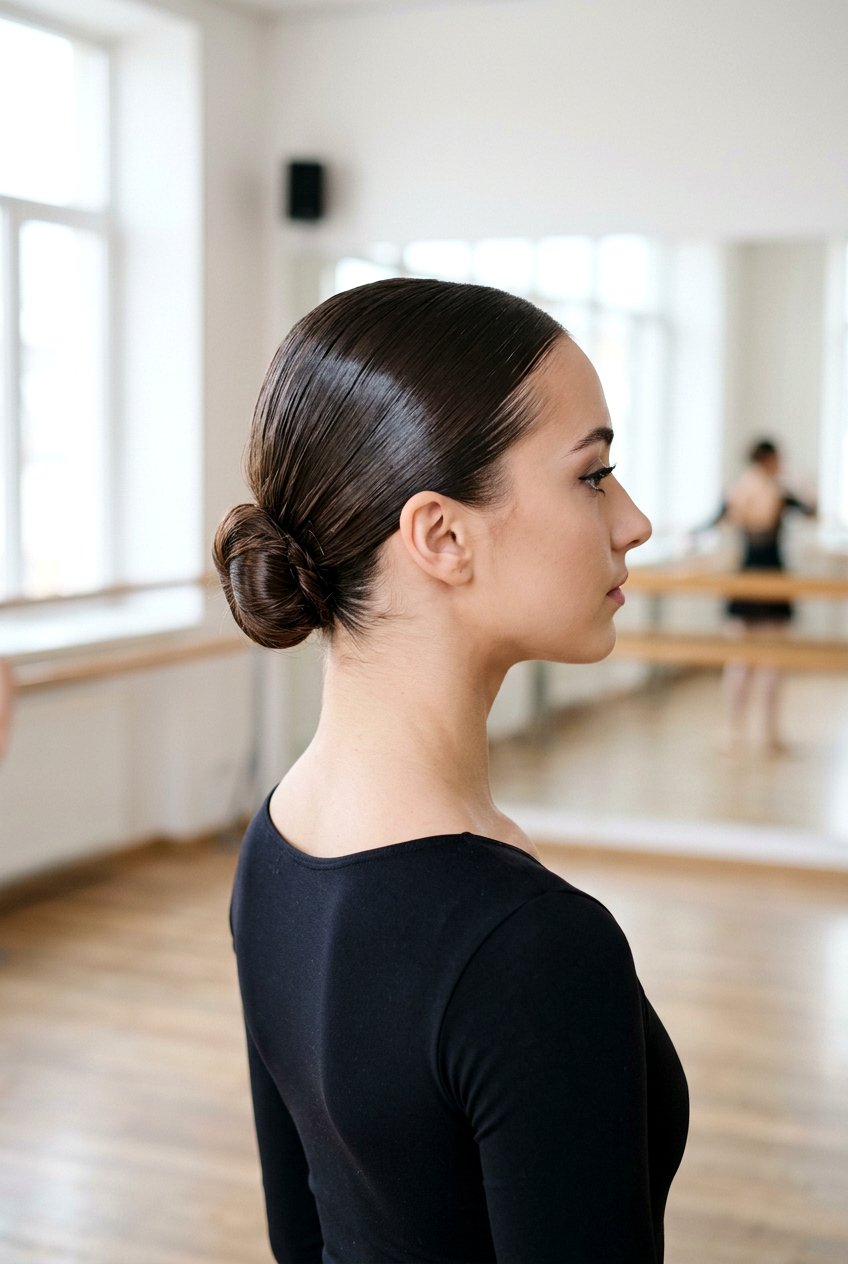 Slicked Back Bun - 20 dance practice bun hairstyle - 20 dance practice bun hairstyle