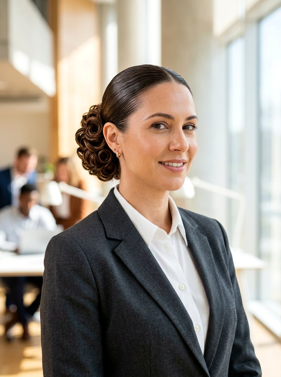 Slicked Back Curly Updo - 20 interview hairstyle for curly natural hair - 20 interview hairstyle for curly natural hair