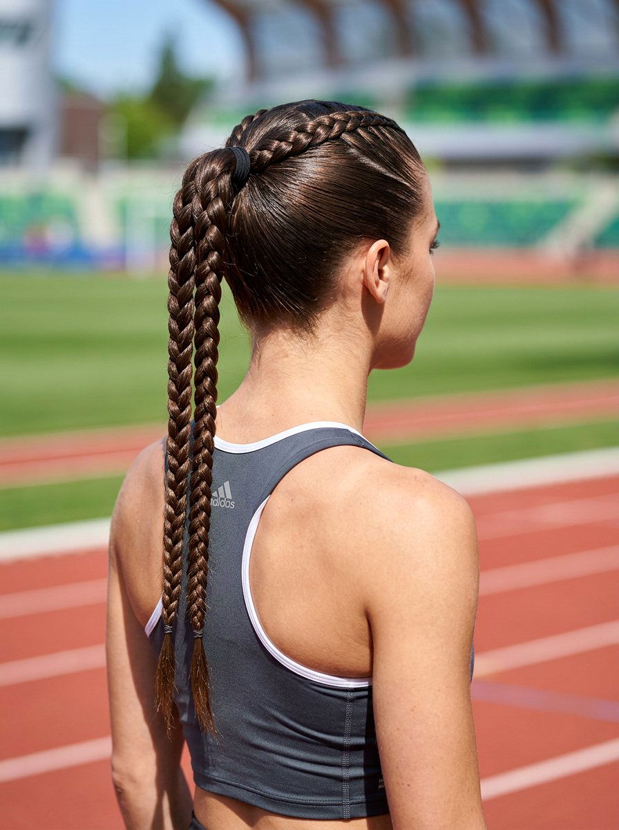 Slicked Back Double Braid Ponytail - 20 slicked back braid ponytail - 20 slicked back braid ponytail