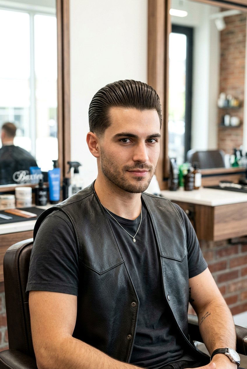 Slicked Back Flow - 20 shoulder length flow haircut men - 20 shoulder length flow haircut men