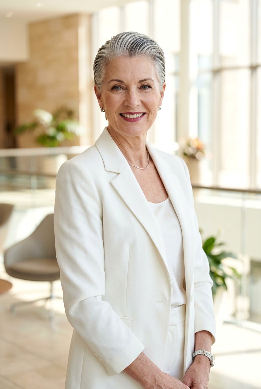 Slicked Back Haircut - 20 natural hairstyles for women over 60 - 20 natural hairstyles for women over 60