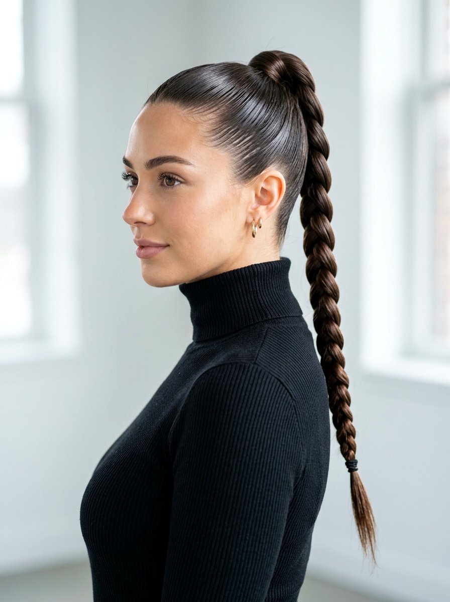 Slicked Back High Braid Ponytail - 20 slicked back braid ponytail - 20 slicked back braid ponytail