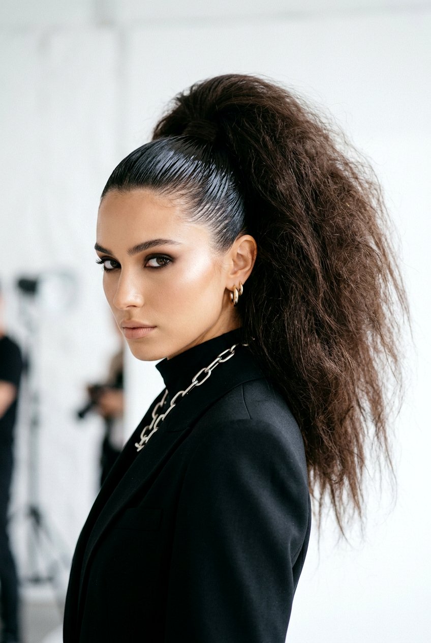 Slicked Back High Pony - 20 60s ponytail hairstyle - 20 60s ponytail hairstyle