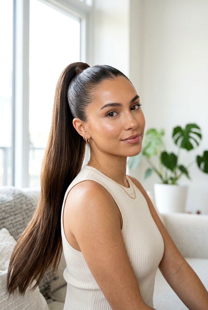 Slicked Back High Ponytail - 20 editorial slicked back hairstyle - 20 editorial slicked back hairstyle