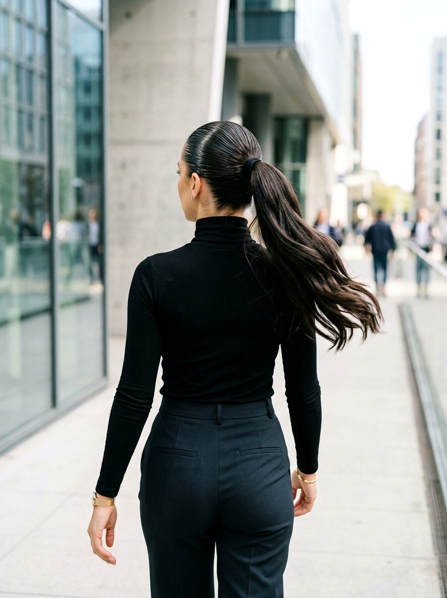 Slicked Back High Ponytail - 20 quick hairstyle for thick coarse hair - 20 quick hairstyle for thick coarse hair