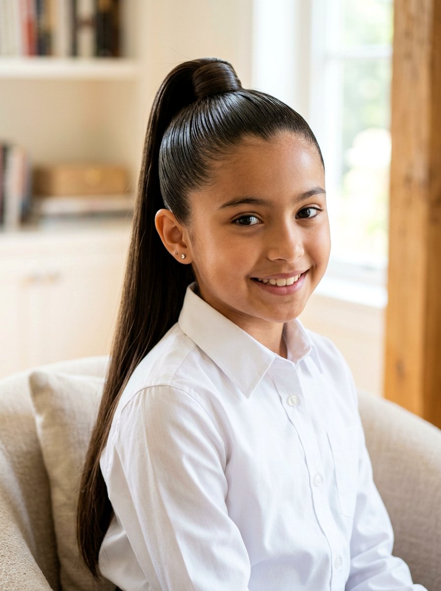 Slicked Back High Ponytail - 20 viral school hairstyle ideas - 20 viral school hairstyle ideas