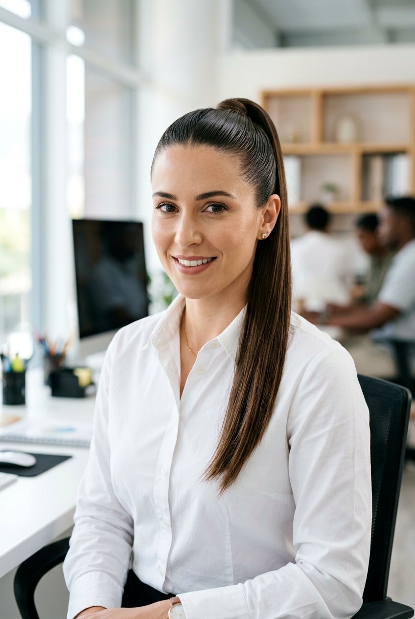 Slicked Back High Ponytail For Business - 20 business casual ponytail hairstyle - 20 business casual ponytail hairstyle