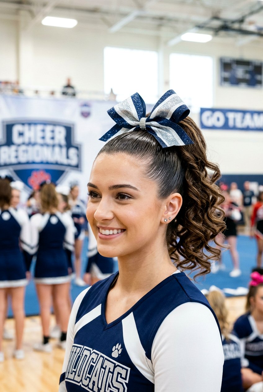 Slicked Back High Ponytail With Curls - 20 cheer ponytail with curls - 20 cheer ponytail with curls