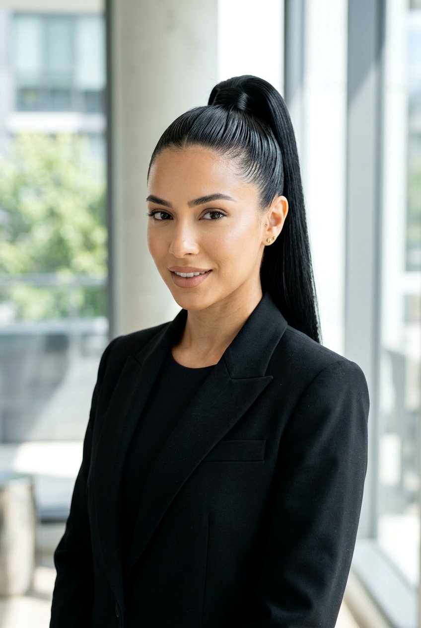 Slicked Back High Ponytail - 20 corporate ponytail hairstyle - 20 corporate ponytail hairstyle