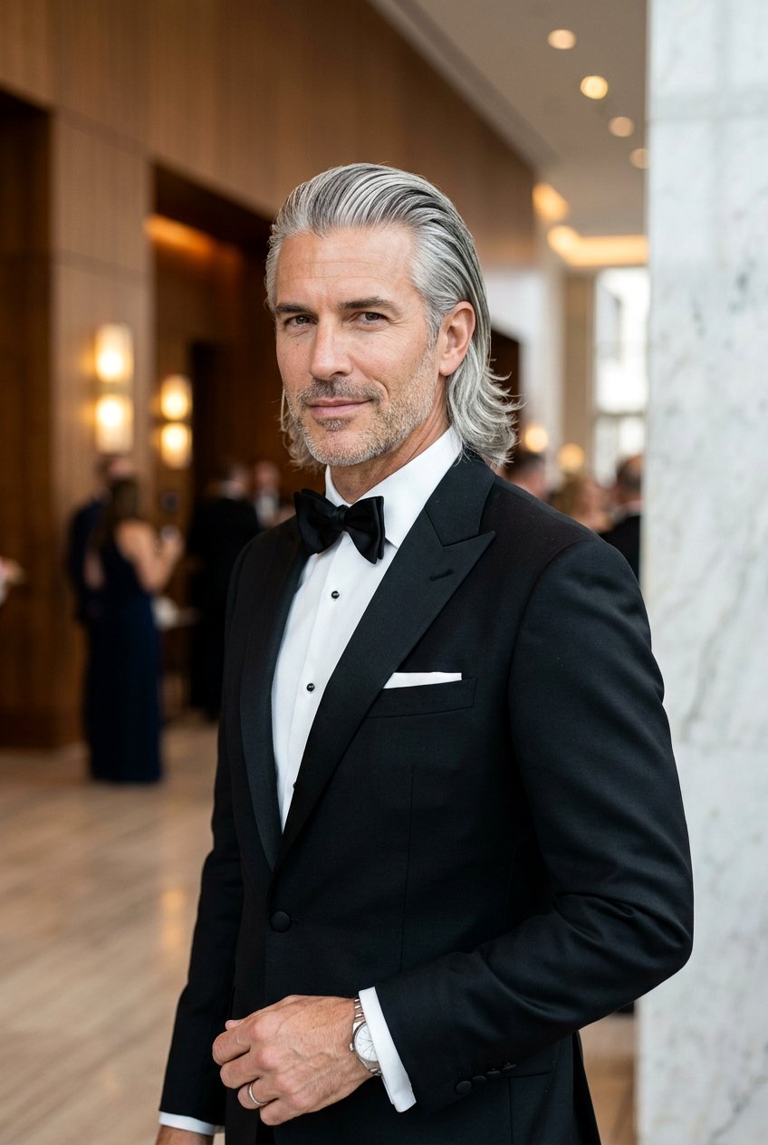 Slicked Back Long Layers - 20 long layers haircut for older men - 20 long layers haircut for older men